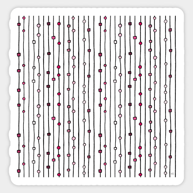 Geometric Line Art Pattern - Vertical Pink Sticker by monitdesign